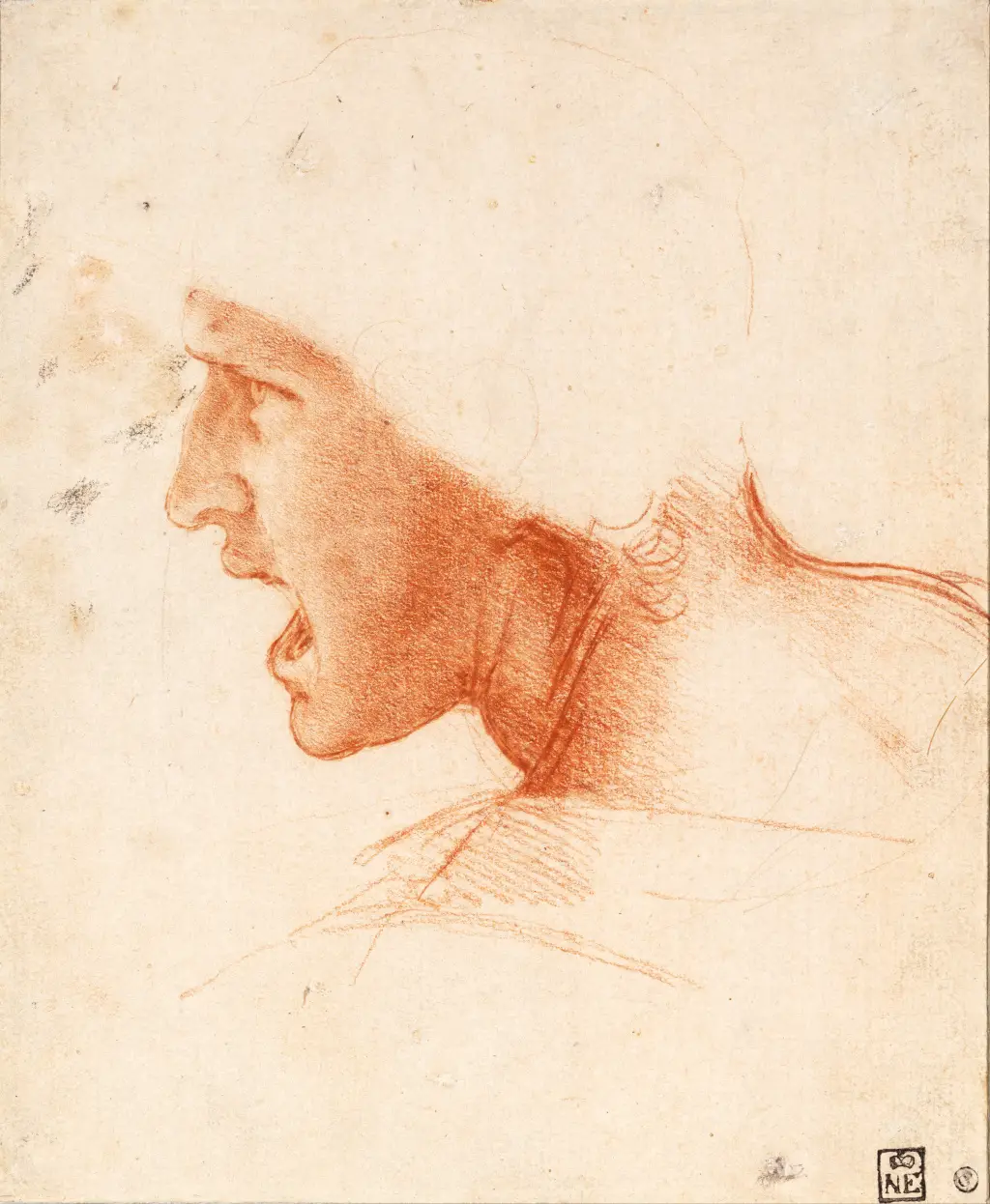 Study of a Warrior's Head for the Battle of Anghiari in Detail